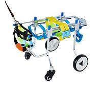 Silla de ruedas ajustable para mascotas, cochecito para perros, silla de ruedas de aleación de aluminio con 4 ruedas delanteras y traseras para rehabilitación de piernas ()