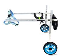 Silla de ruedas ajustable para patas traseras, carrito de metal azul ligero para perros débiles o mayores, tamaño madre, ayuda para una mayor independencia