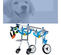 Silla de ruedas ajustable para perro, cochecito de 4 ruedas, neumáticos de EVA silenciosos, marco de aluminio ligero, ideal para mascotas con patas delanteras y traseras débiles o discapacitadas