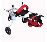 Silla de ruedas ajustable para perros, cochecito de movilidad para gatos envejecidos, carros de rehabilitación ligeros para muchos terrenos, andador asistido por perros débiles rojos con rueda