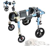 Silla de ruedas ajustable para perros con 4 ruedas para patas traseras, ligera, ayuda a la movilidad de mascotas, cochecito canino para perros discapacitados, soportes para piernas y soporte de cadera