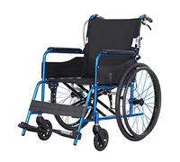 Silla de ruedas autopropulsada, sillas de ruedas plegables de aluminio livianas con respaldo plegable, pedales plegables, bolsa de almacenamiento trasera (negro)