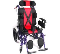 Silla de ruedas Coche multifuncional para parálisis cerebral Transporte manual Sillas de ruedas con respaldo alto Frenos de mano con bloqueo de viaje