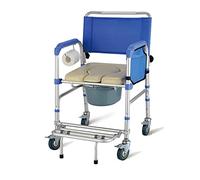 Silla de ruedas con cómoda junto a la cama, silla de ducha de baño plegable de múltiples funciones con ruedas, sillas de ruedas de baño con capacidad de peso de 250 libras