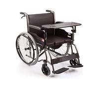 Silla de ruedas con cómoda junto a la cama, silla de ducha para baño con frenos de mano, reposapiés y bandeja para discapacitados, sillas de ruedas para ancianos