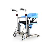 Silla de ruedas con elevación hidráulica para uso doméstico, elevador de transferencia portátil con asiento dividido de 180° y cómoda junto a la cama con orinal para personas mayores