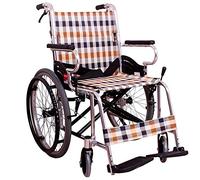 Silla de ruedas con marco de acero liviano, la silla de transporte plegable es portátil, ruedas traseras grandes de 20 pulgadas, asiento de 43 cm de ancho, portátil