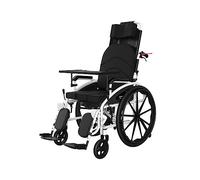Silla de ruedas con respaldo alto, totalmente reclinable, cómoda, para baño, ducha, silla de ruedas manual plegable con reposapiés abatible y freno de mano para ancianos