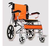 Silla De Ruedas Conducción, Silla De Ruedas Plegable Portátil Ultraligero Viaje Carro para Ancianos Multifunción Pequeños Ancianos Discapacitados,Naranja