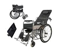Silla de ruedas de 18 pulgadas, silla de ruedas bariátrica resistente, plegable, ligera, manual, autopropulsada, tercera marcha, reclinable, estándar, ajustable, con reposapiés elevador para ancianos