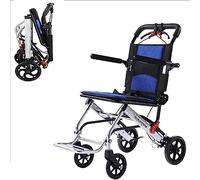 Silla de ruedas de aluminio para viajes Silla de Ruedas de Transporte Plegable para Adultos, con Reposabrazos Ajustables, Fácil de Transportar Silla de Ruedas Ultraligera para Ancianos y Niños ( Color