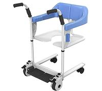 Silla de ruedas de baño con rueda universal de 360 grados - Silla de ruedas manual para enfermería personas mayores y discapacitadas paralizadas - Silla de elevación y transferencia de pacientes