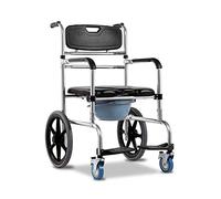 Silla de ruedas de ducha con bandeja de cama, silla de ducha plegable para ancianos, personas mayores y discapacitados, asiento acolchado, sillas de ruedas de baño