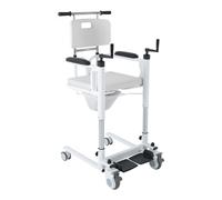 Silla de ruedas de elevación para pacientes, silla de ruedas elevadora para el hogar | Silla de aseo multifuncional de acero laminado en frío | Altura ajustable y alta capacidad de carga