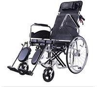 Silla de ruedas de empuje de mano, ultraligera de aleación de aluminio plegable, cinturón de seguridad, asiento de inodoro, carrito viejo/scooter, ángulo de asiento ajustable