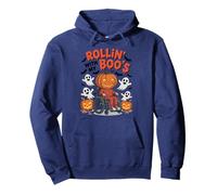 Silla de Ruedas de Halloween Calabaza Handicap Broma Rollin con Boo's Sudadera con Capucha