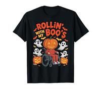 Silla de Ruedas de Halloween Pampkin Handicap Broma Rollin con Boo's Camiseta