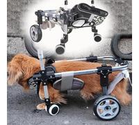 Silla de ruedas de perro paralisis Lesiones, Aleación de aluminio ajustable Carrito de ayuda para pequeños perros medianos grandes, Dispositivo de soporte para mascotas discapacitados Rehabilitación