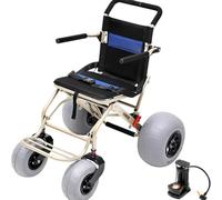 Silla de ruedas de playa todo terreno, silla compacta plegable con neumáticos de globo para un fácil acceso en la playa, césped, grava y agua, ideal para viajes y transporte