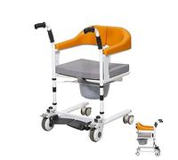 Silla de ruedas de transporte de acero para traslado de pacientes, silla de evacuación de emergencia con cinturón de seguridad, dispositivo de enfermería para inodoro y baño, asiento dividido de 180°,
