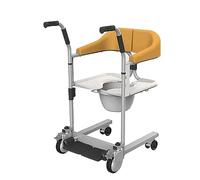Silla de ruedas de transporte de acero para traslado de pacientes, silla de evacuación de emergencia con cinturón de seguridad, dispositivo de enfermería para inodoro y baño, asiento dividido de 180°,