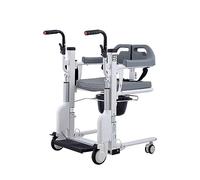 Silla de ruedas de transporte de acero para traslado de pacientes, silla de evacuación de emergencia con cinturón de seguridad, dispositivo de enfermería para inodoro y baño, asiento dividido de 180°,