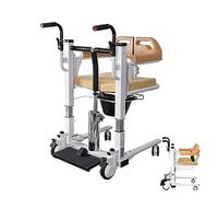 Silla de ruedas de transporte de acero para traslado de pacientes, silla de evacuación de emergencia con cinturón de seguridad, dispositivo de enfermería para inodoro y baño, asiento dividido de 180°,
