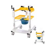 Silla de ruedas de transporte de acero para traslado de pacientes, silla de evacuación de emergencia con cinturón de seguridad, dispositivo de enfermería para inodoro y baño, asiento dividido de 180°,