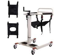 Silla de ruedas de transporte de acero: silla de ruedas elevadora portátil para el hogar, elevador de transferencia de cuerpo completo con asiento acolchado, cómoda junto a la cama para personas mayo