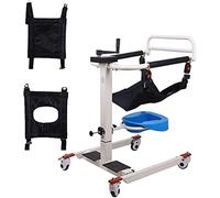 Silla de ruedas de transporte de acero: silla de ruedas portátil para el hogar, elevador de transferencia de pacientes de cuerpo completo con asiento acolchado, cómoda junto a la cama para p