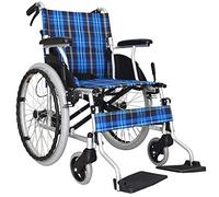 Silla de ruedas de transporte de aluminio con asiento de 42 cm: silla de ruedas plegable para transporte y almacenamiento ndash; Ruedas traseras de 20 pulgadas para una conducción más suave, capacida