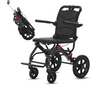 Silla de ruedas de transporte plegable portátil liviana con un peso de solo 10 kg, soporte de silla de viaje de transporte liviano de 120 kg, silla de ruedas de aluminio para adultos y perso