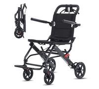 Silla de ruedas de transporte plegable portátil ultraligera con un peso de solo 8 kg, soporte de silla de viaje de transporte liviano de 120 kg, silla de ruedas de aluminio para adultos y pe