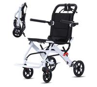 Silla de ruedas de transporte plegable portátil ultraligera con un peso de solo 8 kg, soporte de silla de viaje de transporte liviano de 120 kg, silla de ruedas de aluminio para adultos y pe