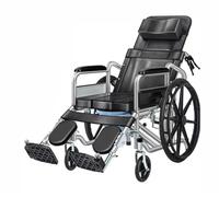 Silla de Ruedas de Transporte Plegable reclinable con reposapiernas elevables abatibles, Respaldo Alto y reposacabezas extraíble, Capacidad para 220 Libras. (E)