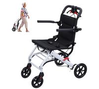 Silla de ruedas de transporte plegable y ligera, silla de viaje portátil, silla de ruedas de aluminio para puertas estrechas para adultos y personas mayores, soporta 180 libras