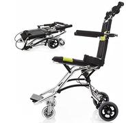 Silla de ruedas de viaje ligera portátil, estructura ligera y plegable, silla de ruedas de aluminio, plegable ligera