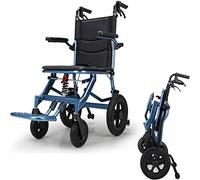 Silla de Ruedas de Viaje Ligera, Silla de Ruedas Plegable portátil con reposabrazos de Freno que se Puede Girar 270, Ultraligera y Transpirable para Personas Mayores y discapacitados