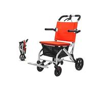 Silla de ruedas de viaje portátil ultraligera Silla de ruedas de transporte plegable con cesta de la compra y freno de mano Carro de silla de ruedas de aleación de aluminio para ancianos y niños
