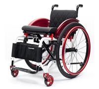 Silla de ruedas deportiva de aluminio plegable ligera para movilidad interior y exterior con ruedas traseras de 24 pulgadas