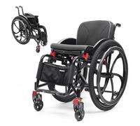 Silla de ruedas deportiva ligera con frenos de mano, ruedas traseras de liberación rápida, silla de ruedas manual plegable de aluminio, ancho del asiento 38-44 cm