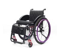 Silla de ruedas deportiva ligera for adultos, plegable, de aluminio, todoterreno, autopropulsada, con frenos de mano y capacidad de 100 kg.(Lila,42cm/16.2in)