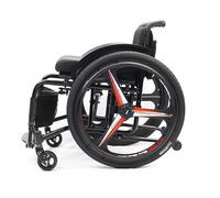 Silla de ruedas deportiva, ligera, plegable, todo terreno, aleación de aluminio autopropulsada con frenos de mano y ruedas traseras de liberación rápida