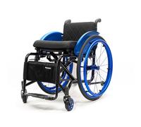 Silla De Ruedas Deportiva Ligera Todo Terreno Plegable Reposapiés Y Altura Del Asiento Ajustables, Frenos De Mano Ruedas Traseras De Liberación Rápida(Blue,40cm/15.7in)