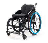 Silla de ruedas deportiva ligera todo terreno plegable | Silla de ruedas plegable azul portátil para movilidad y accesibilidad