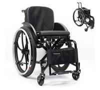 Silla de Ruedas Deportiva Todo Terreno, Silla de Ruedas Manual Autopropulsada, Plegable, Portátil, Aleación de Aluminio, Negra, Estilo Moderno, Capacidad de Carga de 220 Libras(38cm/15in)