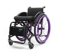 Silla de ruedas deportiva ultraligera - Silla manual plegable todo terreno con reposapiés ajustable y altura del asiento, autopropulsada, aleación de aluminio portátil con antivuelco, 38 cm de ancho