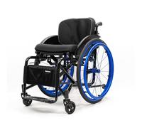 Silla de ruedas deportiva ultraligera todo terreno, reposapiés ajustable plegable y altura del asiento, frenos de mano, adecuado para adolescentes, adultos, personas mayores (azul2, ancho de