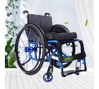 Silla de ruedas deportivas ligera,Plegable All-Terrain Ultra, Sillas de ruedas manuales autopropulsadas,Ruedas traseras de liberación rápida para adultos(Blue,42cm/16.5in)