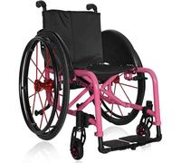 Silla de ruedas deportivas ligera,Plegable All-Terrain Ultra, Sillas de ruedas manuales autopropulsadas,Ruedas traseras de liberación rápida para adultos(Pink,36cm/14.2in)